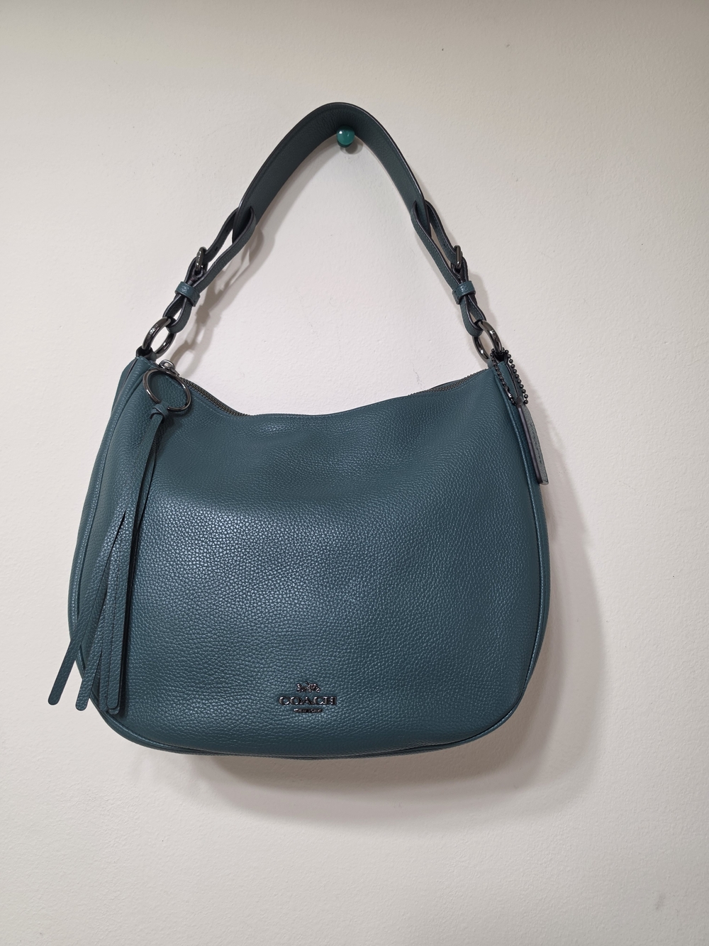 Coach Pebbled Leather Hobo Bag in Teal